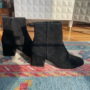 Steve Madden black suede booties with block heal
